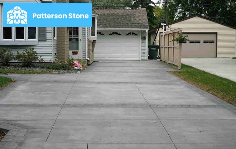 Completed concrete driveway